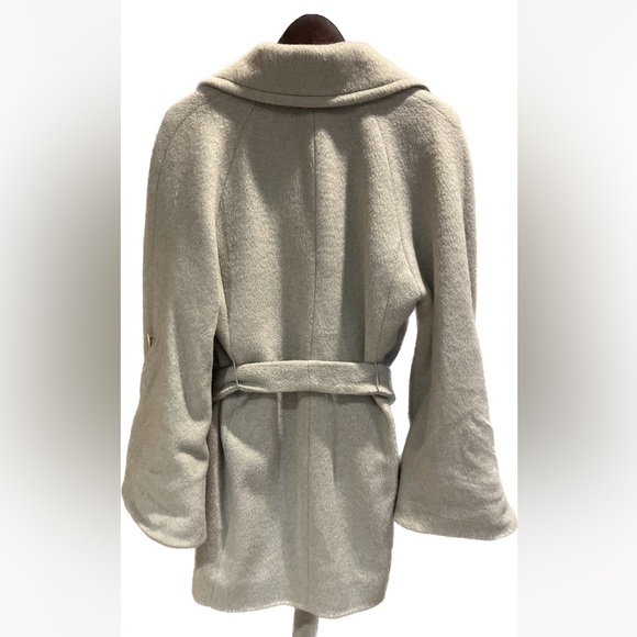 Les Copains Blue Beige Winter Coat Wool Blend Size 42 - Picture 4 of 9